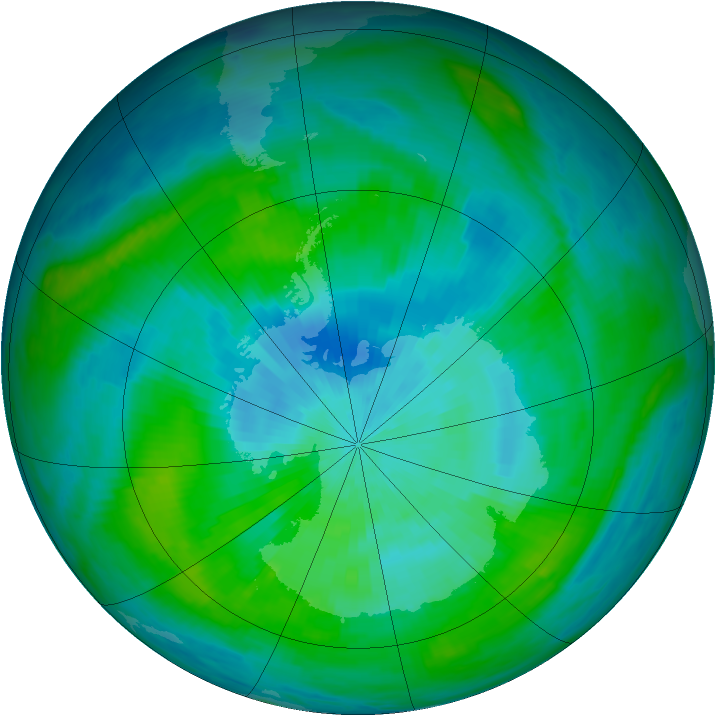 Antarctic ozone map for 04 March 1982